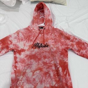 ATTITUDE hoodie Streetwear hoodie orange tie die. Size Small International Ship